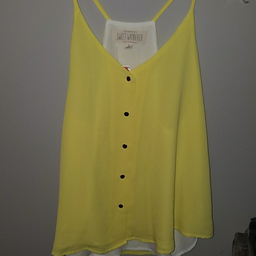 Yellow buttoned tank